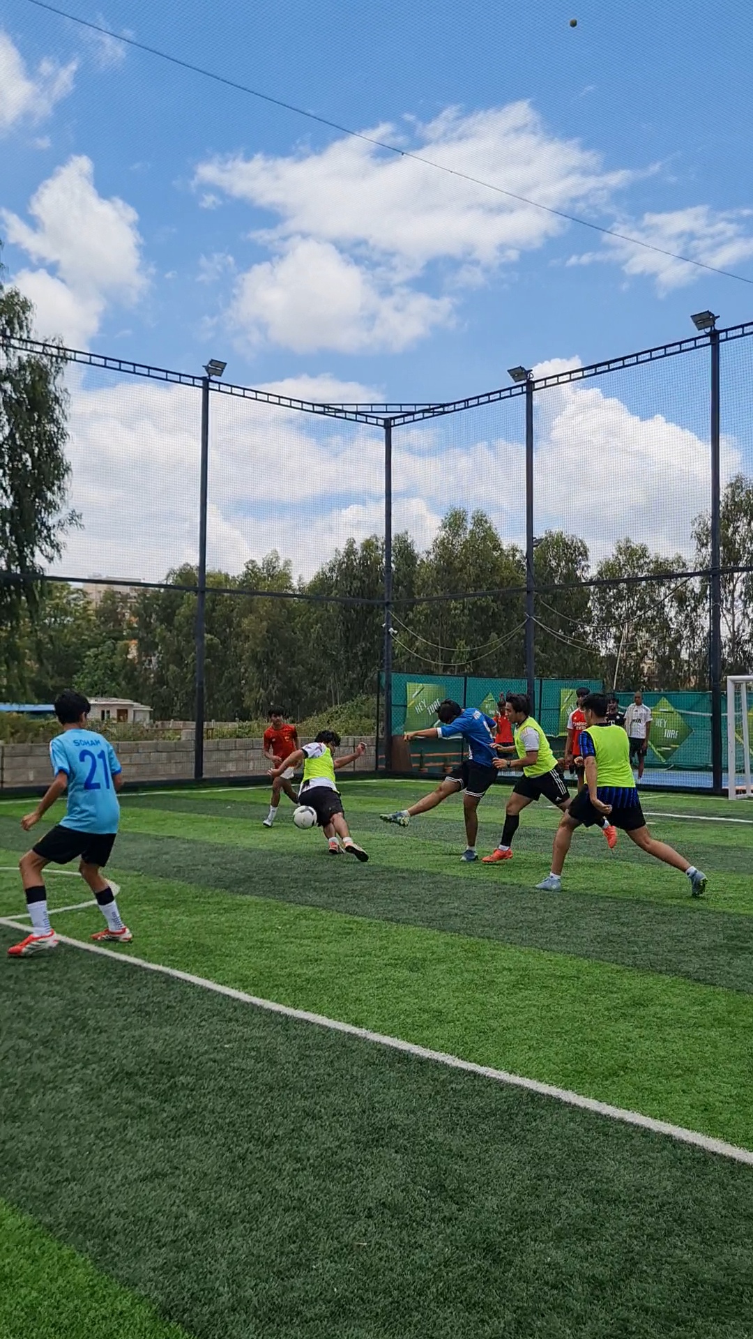 Match action in front of goal at Hey Turf, Sarjapur