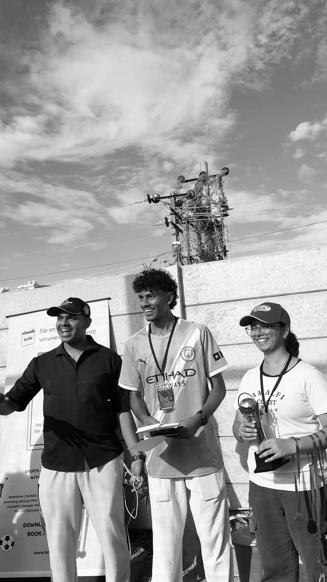 Organisers on the podium with the Elysium Cup trophy at Hey Turf, Sarjapur