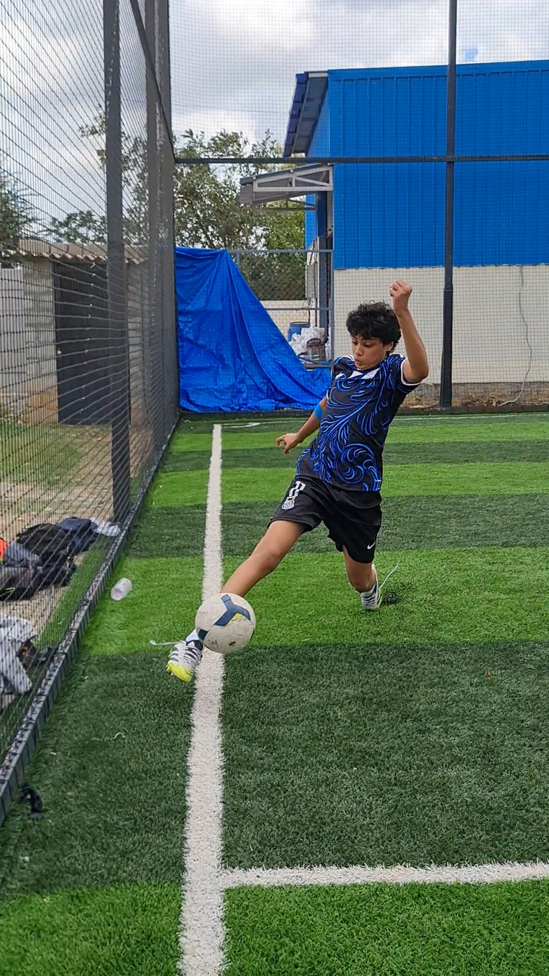 Striking from the corner of the box at Hey Turf, Sarjapur